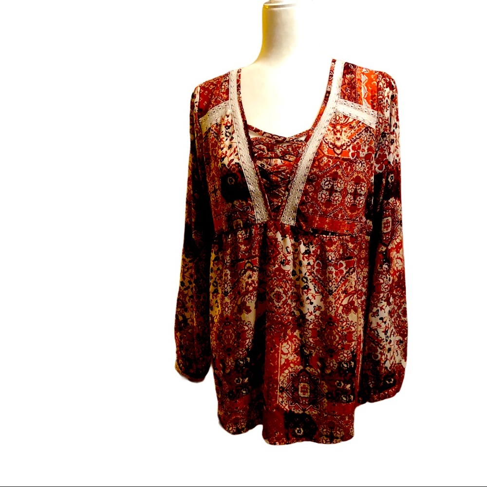 Boho babydoll top Sz L/XL